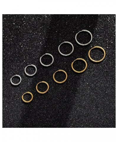 10 Pairs Small Hoop Earrings for Women Stainless Steel Gold Silver Black Hypoallergenic Hoop Earrings Tiny Hoop Earrings Set ...