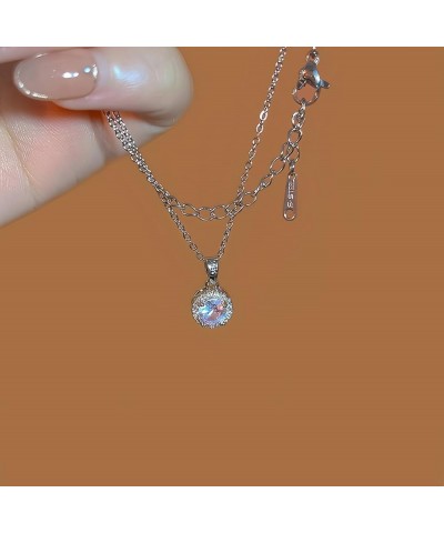 14K Gold Plated Dainty Cubic Zirconia Solitaire Diamond Pendant Necklaces for Women Adjustable Cable Chain Moissanite Necklac...