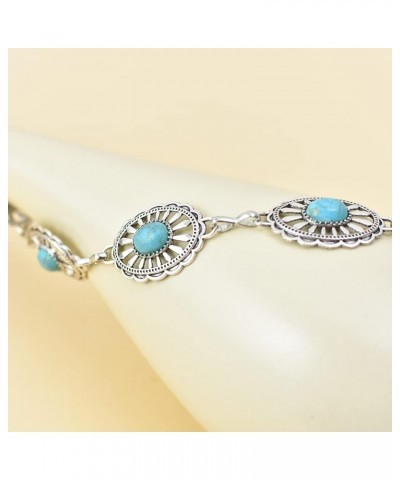 Luvatar Womens Metal Chain Dress Belt Hollow Out Daisy Sweater Belt Decorated Skinny Waist Belt Turquoise $7.94 Body Jewelry