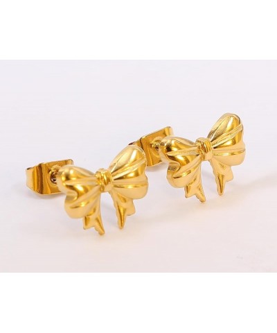 Gold Silver Bow Earrings Ribbon Stud Small Earrings Dainty Rhinestone Bow Cute Earrings for Women Gift MZ-202311-kid $10.61 E...