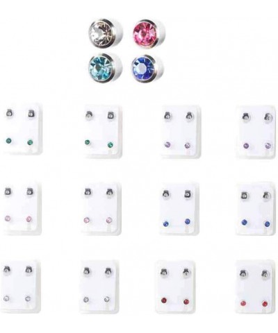 Earrings for Women Mom 12Pairs Women Girls Rhinestone Inlaid Ear Studs Mini Piercing Earrings Gifts Statement Jewelry Silver ...