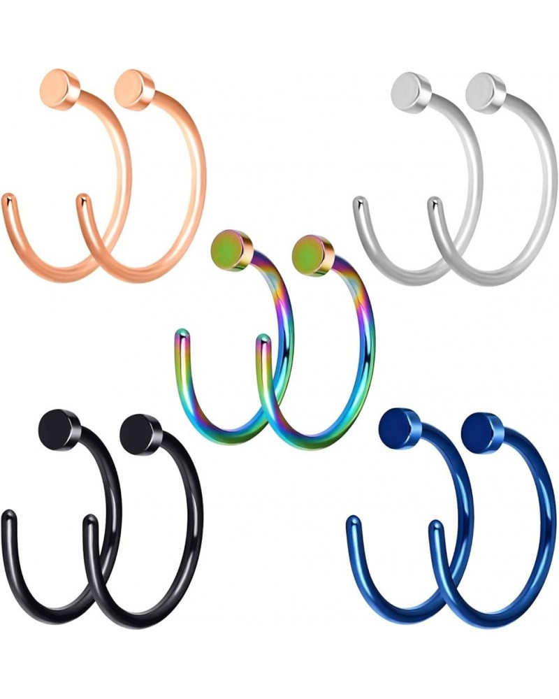 20G 10PCS Stainless Steel Body Jewelry Piercing Nose Ring Hoop Black Blue Rainbow Rosegold Silver C $7.27 Body Jewelry