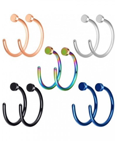 20G 10PCS Stainless Steel Body Jewelry Piercing Nose Ring Hoop Black Blue Rainbow Rosegold Silver C $7.27 Body Jewelry