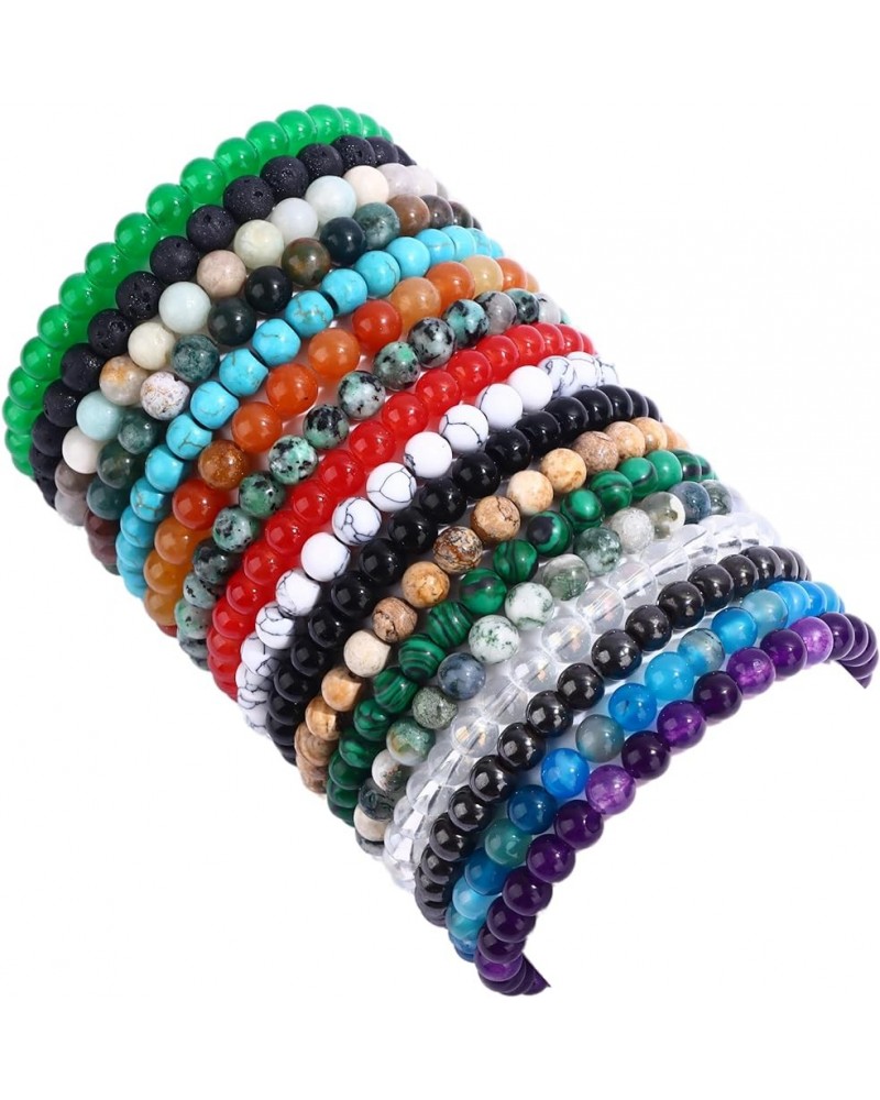 17 Pcs Stone Beaded Bracelets for Women Men Crystal Beaded Bracelet Unisex Adjustable Stretch Bracelets 6MM 16PCS $11.01 Brac...