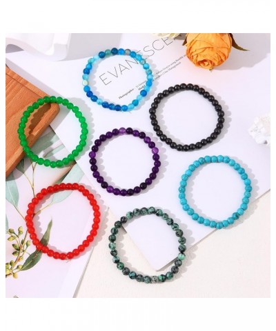 17 Pcs Stone Beaded Bracelets for Women Men Crystal Beaded Bracelet Unisex Adjustable Stretch Bracelets 6MM 16PCS $11.01 Brac...