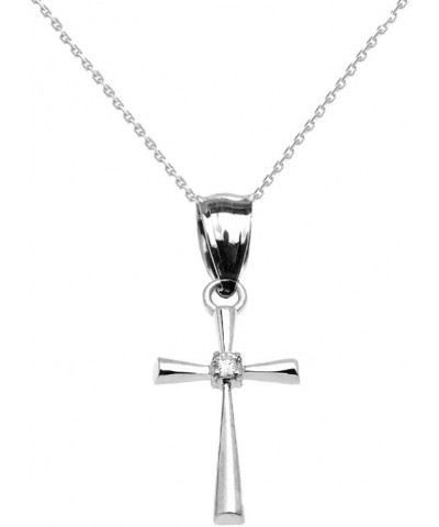 14K White Gold Diamond Solitaire Accent Cross Pendant Necklace with Rolo Chain and Pendant only Pendant + 20" Chain $65.99 Ne...