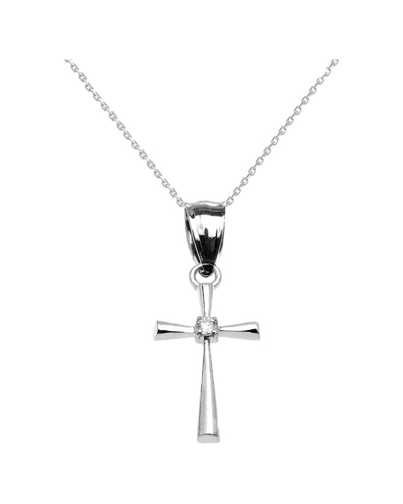 14K White Gold Diamond Solitaire Accent Cross Pendant Necklace with Rolo Chain and Pendant only Pendant + 20" Chain $65.99 Ne...