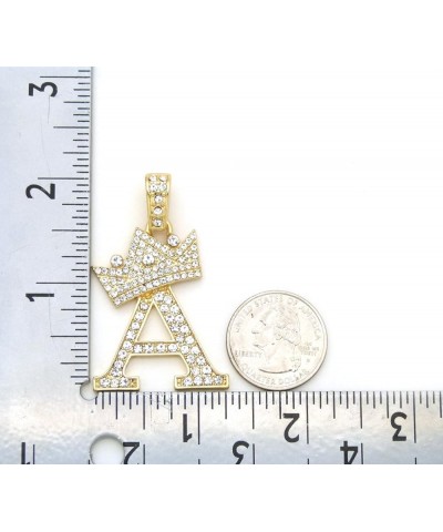 King Crown Alphabet Initial Pendant 3mm 24 inches Cuban Chain Necklace in Gold, Silver Tone A - Gold $13.80 Necklaces