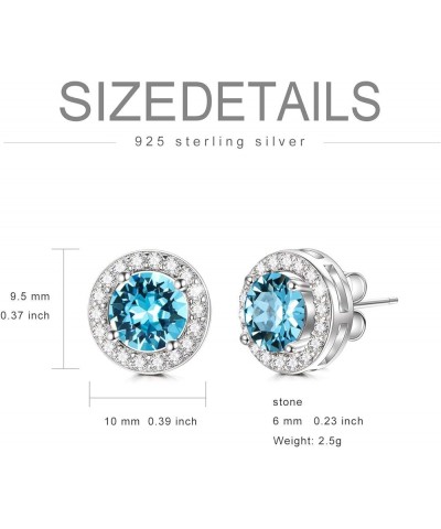 Sterling Silver Halo Earrings with 12 Birthstone Austrian Crystals, Hypoallergenic Stud Earrings for Women, Perfect for Anniv...