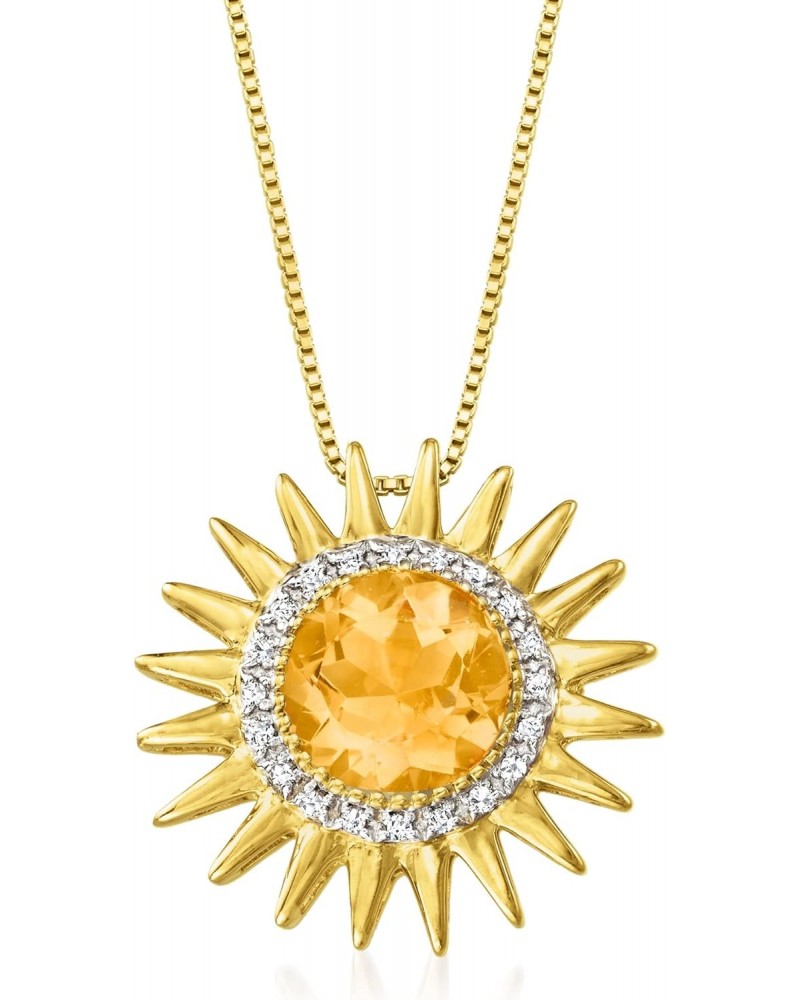 2.00 Carat Citrine and .10 ct. t.w. Diamond Sun Pendant Necklace in 18kt Gold Over Sterling. 20 inches $80.28 Necklaces