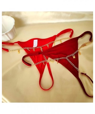 Personalized Sexy Waist Chain Thong, Custom Letter Name Body Belly Chains Panties Customized Jewelry T-String Underwear Red $...