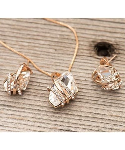 Wish Stone Pendant Necklace with Birthstone Crystal, 18K Rose Gold Plated/Silvertone, 18" + 2 04-April Birthstone-Clear White...