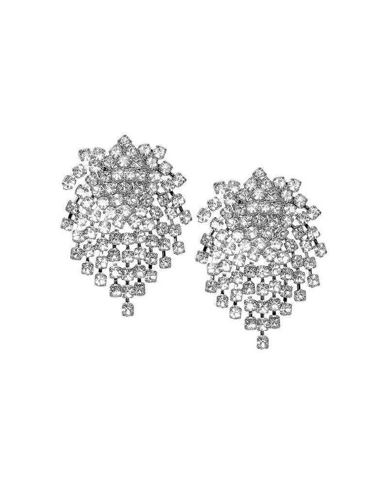 Silver & Crystal or Gunmetal & Jet Waterfall Cluster Clip-on Earrings Silver & Crystal $45.50 Earrings