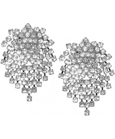 Silver & Crystal or Gunmetal & Jet Waterfall Cluster Clip-on Earrings Silver & Crystal $45.50 Earrings