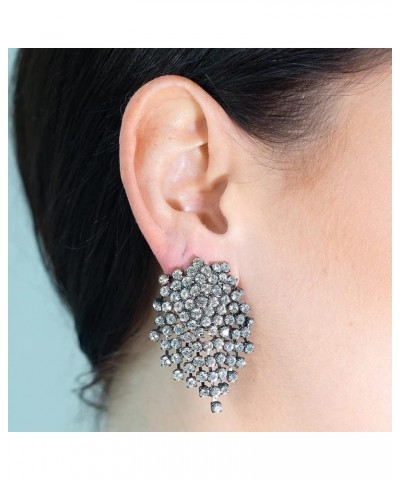 Silver & Crystal or Gunmetal & Jet Waterfall Cluster Clip-on Earrings Silver & Crystal $45.50 Earrings