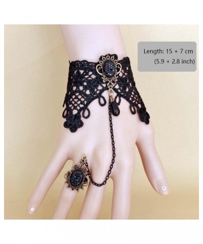 4PCS Choker Lace Necklace with Bracelet Set Punk Party Gothic Vintage Handmade Victorian Steampunk Retro Gears Lace Vampire B...