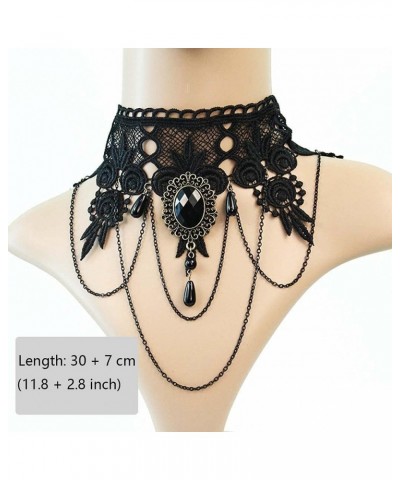 4PCS Choker Lace Necklace with Bracelet Set Punk Party Gothic Vintage Handmade Victorian Steampunk Retro Gears Lace Vampire B...