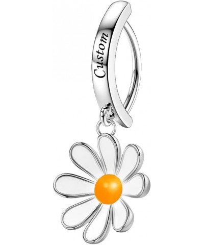 Personalized Name Belly Button Ring for Women Daisy Belly Rings 925 Sterling Silver 14G Dangle Belly Rings Custom Belly Butto...