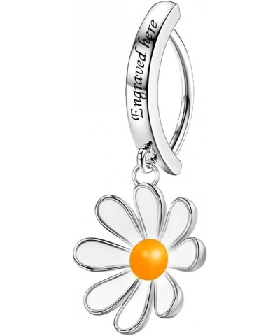 Personalized Name Belly Button Ring for Women Daisy Belly Rings 925 Sterling Silver 14G Dangle Belly Rings Custom Belly Butto...