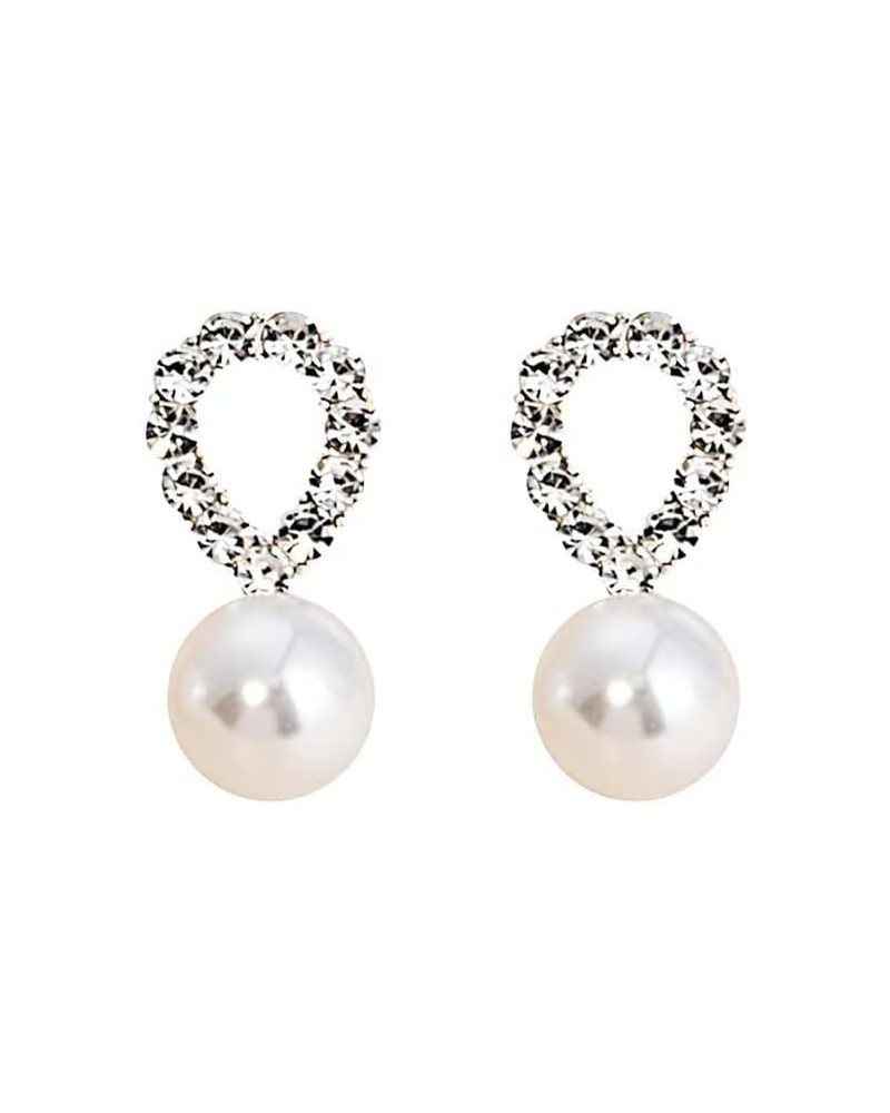 Pearl Earrings for Women Girls, Dangle Drop Earrings Cubic Zirconia Pearl Drop Earrings $5.50 Earrings