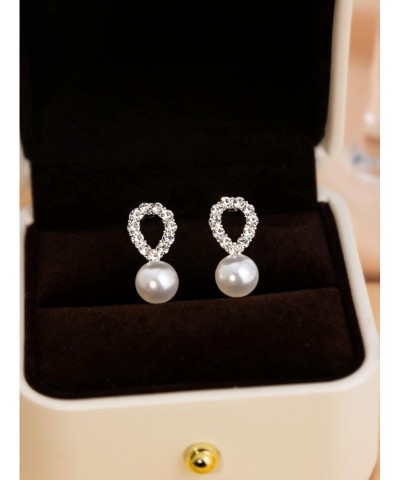 Pearl Earrings for Women Girls, Dangle Drop Earrings Cubic Zirconia Pearl Drop Earrings $5.50 Earrings