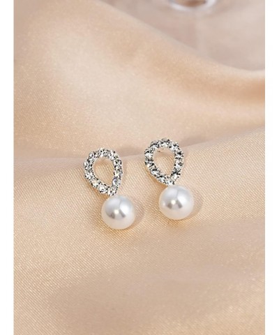 Pearl Earrings for Women Girls, Dangle Drop Earrings Cubic Zirconia Pearl Drop Earrings $5.50 Earrings