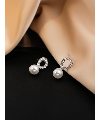 Pearl Earrings for Women Girls, Dangle Drop Earrings Cubic Zirconia Pearl Drop Earrings $5.50 Earrings