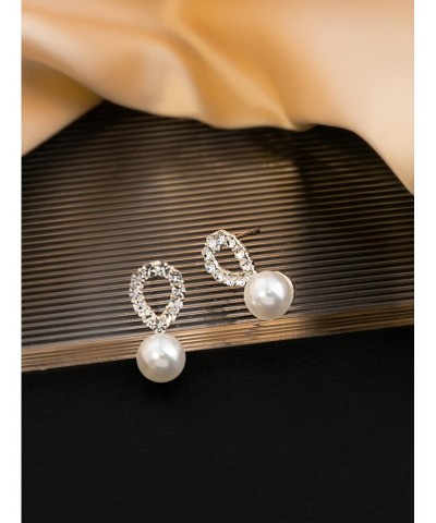 Pearl Earrings for Women Girls, Dangle Drop Earrings Cubic Zirconia Pearl Drop Earrings $5.50 Earrings