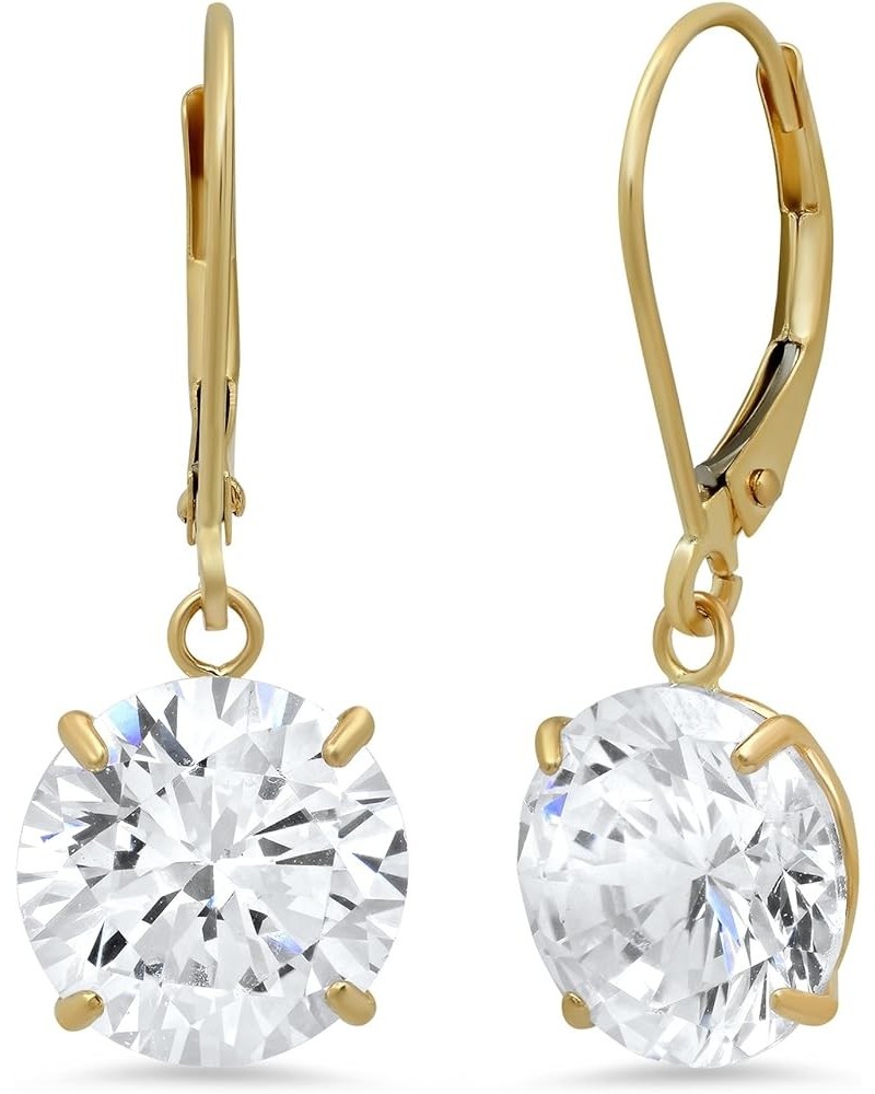 14k Gold Leverback Cubic Zirconia Dangle Earrings for Women | Real White or Yellow Gold Dangle Earrings | 1-8 CT.TW 14k Gold ...