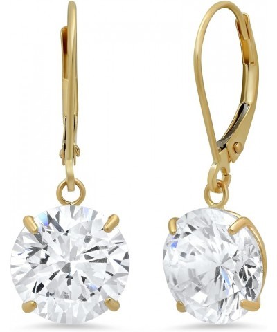 14k Gold Leverback Cubic Zirconia Dangle Earrings for Women | Real White or Yellow Gold Dangle Earrings | 1-8 CT.TW 14k Gold ...