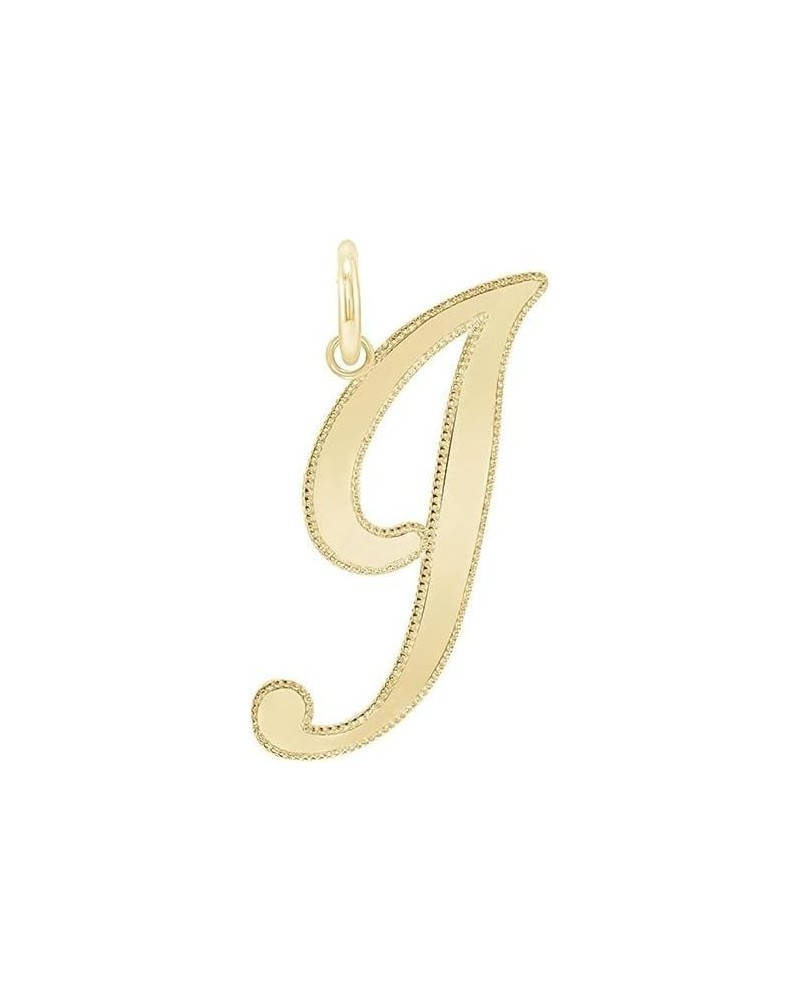 Solid 14k Gold Personalized Cursive-Style"A-Z" Initial Pendant (Size S/M/L) Small (J) Yellow Gold $66.70 Pendants