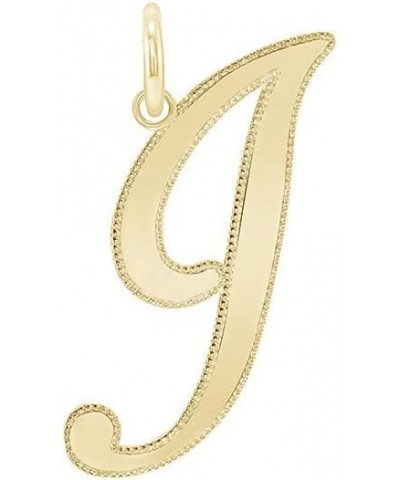 Solid 14k Gold Personalized Cursive-Style"A-Z" Initial Pendant (Size S/M/L) Small (J) Yellow Gold $66.70 Pendants