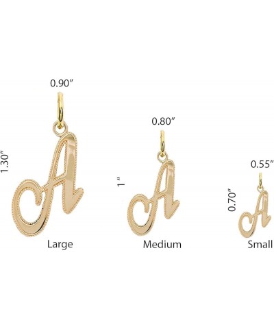 Solid 14k Gold Personalized Cursive-Style"A-Z" Initial Pendant (Size S/M/L) Small (J) Yellow Gold $66.70 Pendants