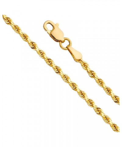 14k REAL Yellow Gold SOLID 2mm Rope Diamond Cut Chain Necklace with Lobster Claw Clasp 18 Inches $185.00 Necklaces