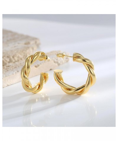 Gold Hoop Earrings for Women, White Gold Hoop Earrings 925 Sterling Silver Hoop Earrings Hypoallergenic Chunky Hoop Earrings ...