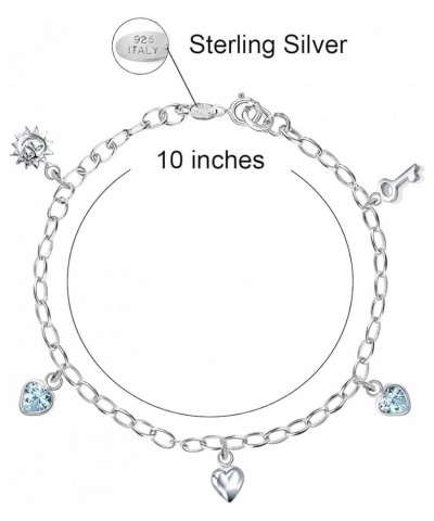 925 Sterling Silver 10 Inches Pendant Cubic Zirconia Charm Crystal Chain Summer Anklet for Women & Girls Comes With Gift Box ...