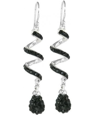 14K White Gold Plated Spiral Shape Crystal Drop Dangle Earrings for Women & Girls, Comes with Gift Box Black $10.32 Earrings