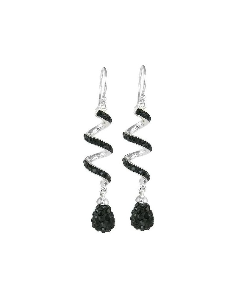 14K White Gold Plated Spiral Shape Crystal Drop Dangle Earrings for Women & Girls, Comes with Gift Box Black $10.32 Earrings