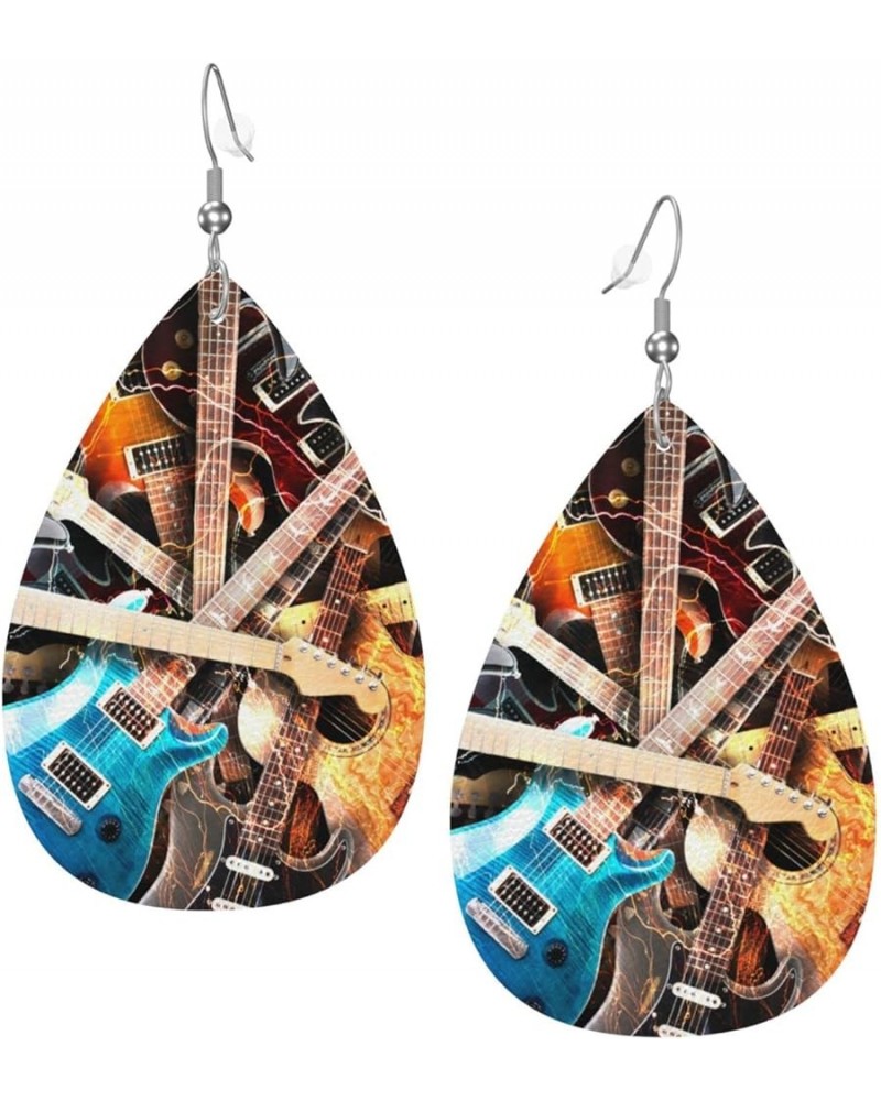 London Uk Flag Faux Leather Earrings For Women Girls Lightweight Teardrop Dangle Earrings Gift Music Electric Guitar $8.11 Ea...