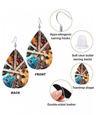 London Uk Flag Faux Leather Earrings For Women Girls Lightweight Teardrop Dangle Earrings Gift Music Electric Guitar $8.11 Ea...