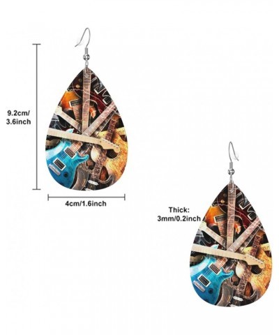 London Uk Flag Faux Leather Earrings For Women Girls Lightweight Teardrop Dangle Earrings Gift Music Electric Guitar $8.11 Ea...