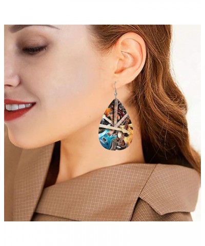 London Uk Flag Faux Leather Earrings For Women Girls Lightweight Teardrop Dangle Earrings Gift Music Electric Guitar $8.11 Ea...