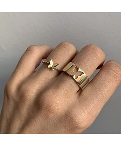 Rings for Teen Girls Silver Adjustable Simple Arrow Knot Vsco Wave Rings Set for Women Girls RI08-Gold $6.71 Rings