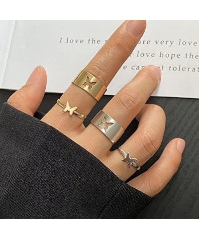 Rings for Teen Girls Silver Adjustable Simple Arrow Knot Vsco Wave Rings Set for Women Girls RI08-Gold $6.71 Rings