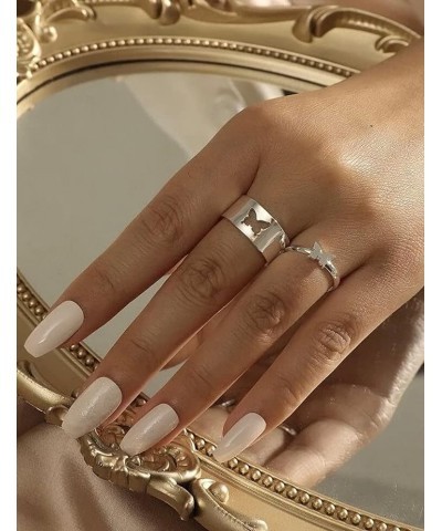 Rings for Teen Girls Silver Adjustable Simple Arrow Knot Vsco Wave Rings Set for Women Girls RI08-Gold $6.71 Rings