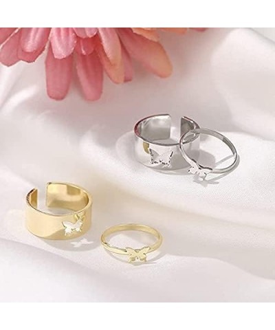 Rings for Teen Girls Silver Adjustable Simple Arrow Knot Vsco Wave Rings Set for Women Girls RI08-Gold $6.71 Rings