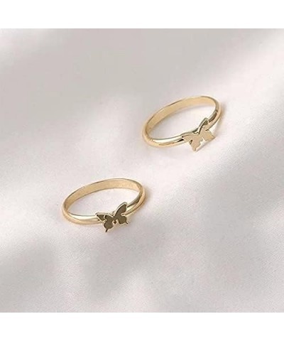 Rings for Teen Girls Silver Adjustable Simple Arrow Knot Vsco Wave Rings Set for Women Girls RI08-Gold $6.71 Rings