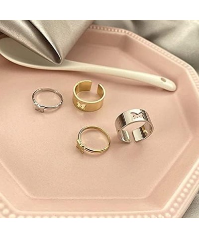 Rings for Teen Girls Silver Adjustable Simple Arrow Knot Vsco Wave Rings Set for Women Girls RI08-Gold $6.71 Rings