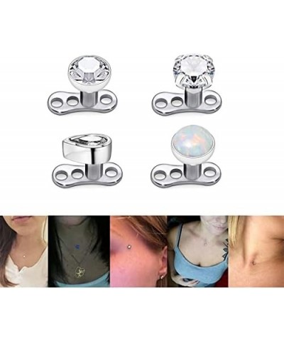 9Pcs 14g Stainless Steel Cubic Zirconia/Opal Dermal Anchor Tops and Base Microdermals for Body Piercing B: 9PCS-Mixed style $...