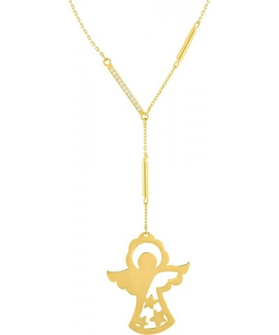 18K Gold & White Gold Plated 18 Inch Necklace Angel Figure Gold Plated $17.20 Necklaces